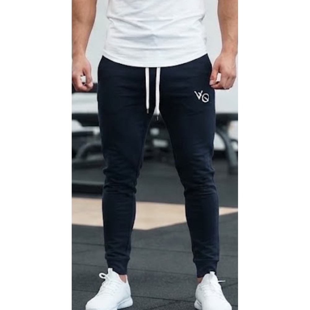 Vanquish Fitness London VQ Mens Med Tapered Jogger Drawstring Athletic Gym Black